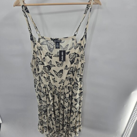 Hot Topic Dresses & Skirts - Hot Topic Ivory Cream Black Butterflies Midi Dress 2/2x